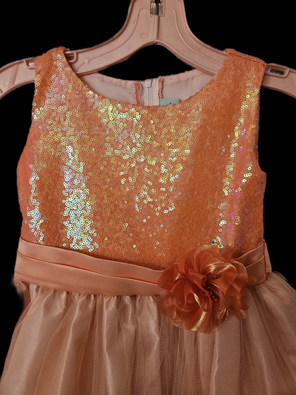 Ellie Kids Peach Sequin Party Dress - Picture 3 of 15